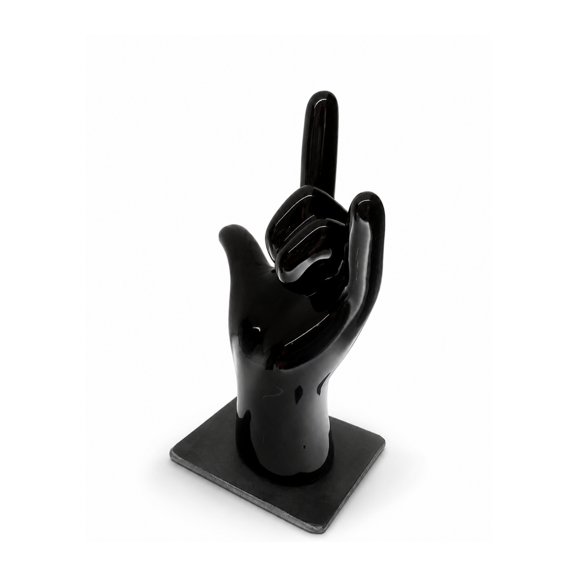 Mano in ceramica made in italy con il gesto del rock - nero