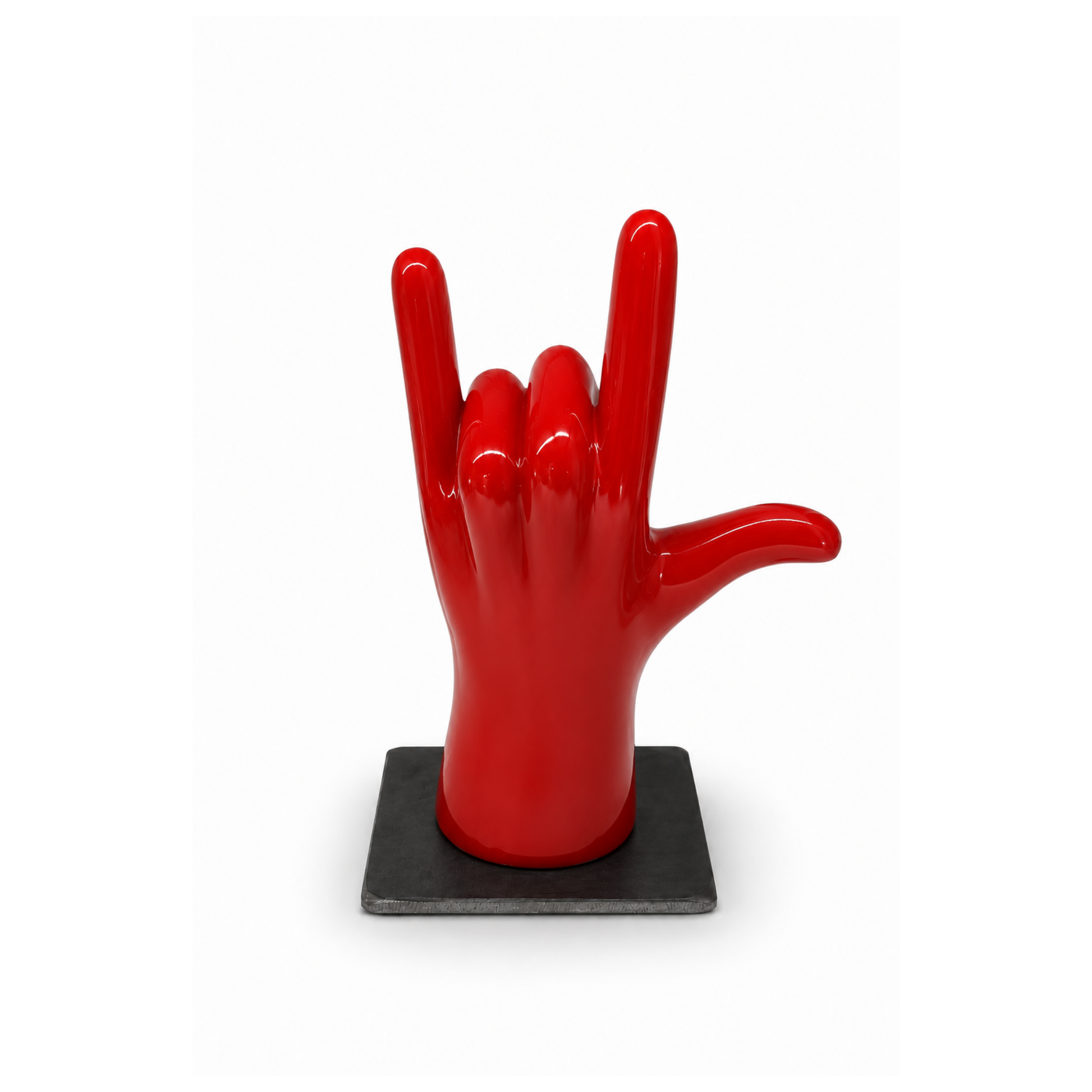 Mano in ceramica made in italy con il gesto del rock - rosso brillante