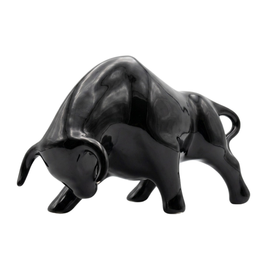 Statuina ceramica Made in italy a forma di toro frontale