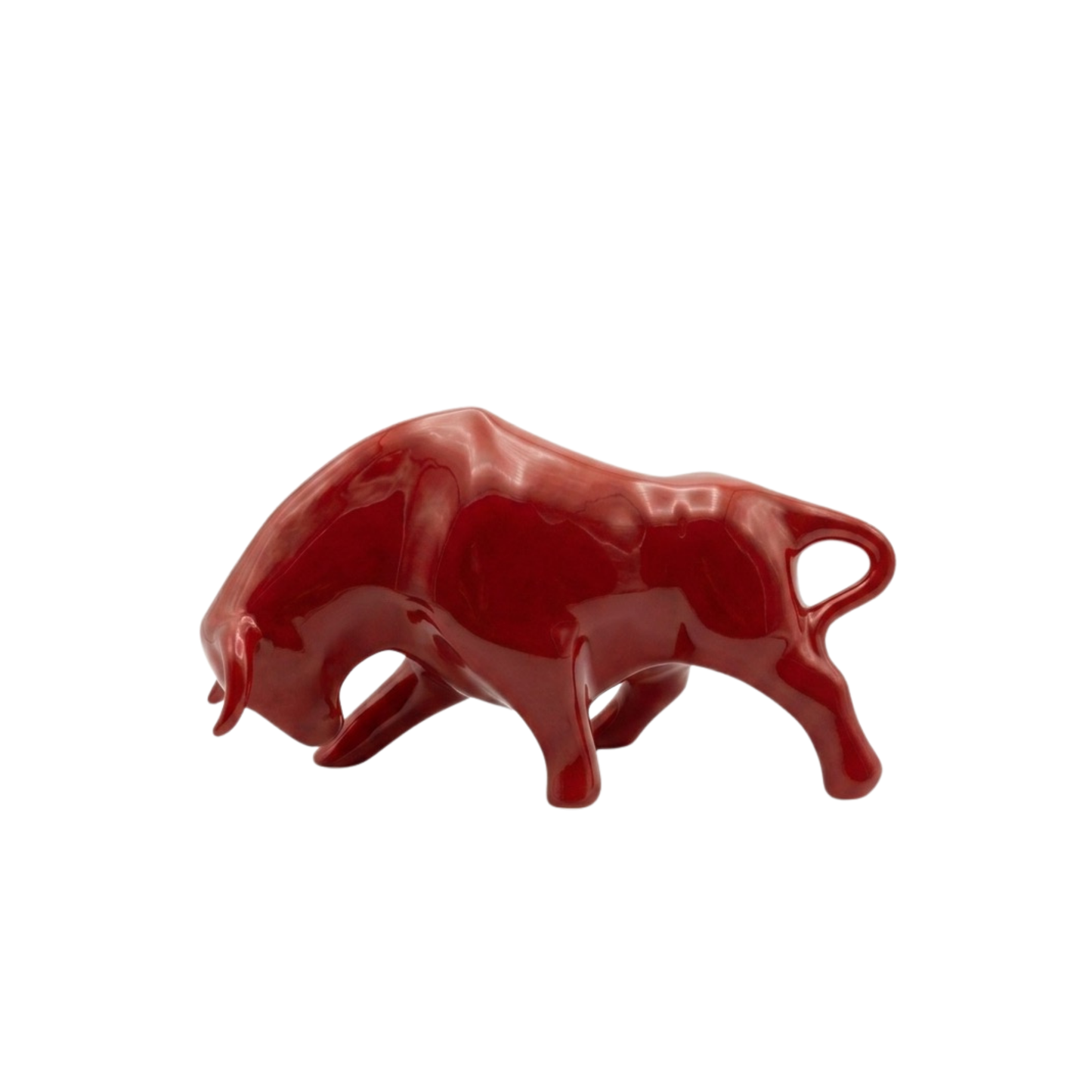 Statuina ceramica Made in italy a forma di toro lato medio rosso