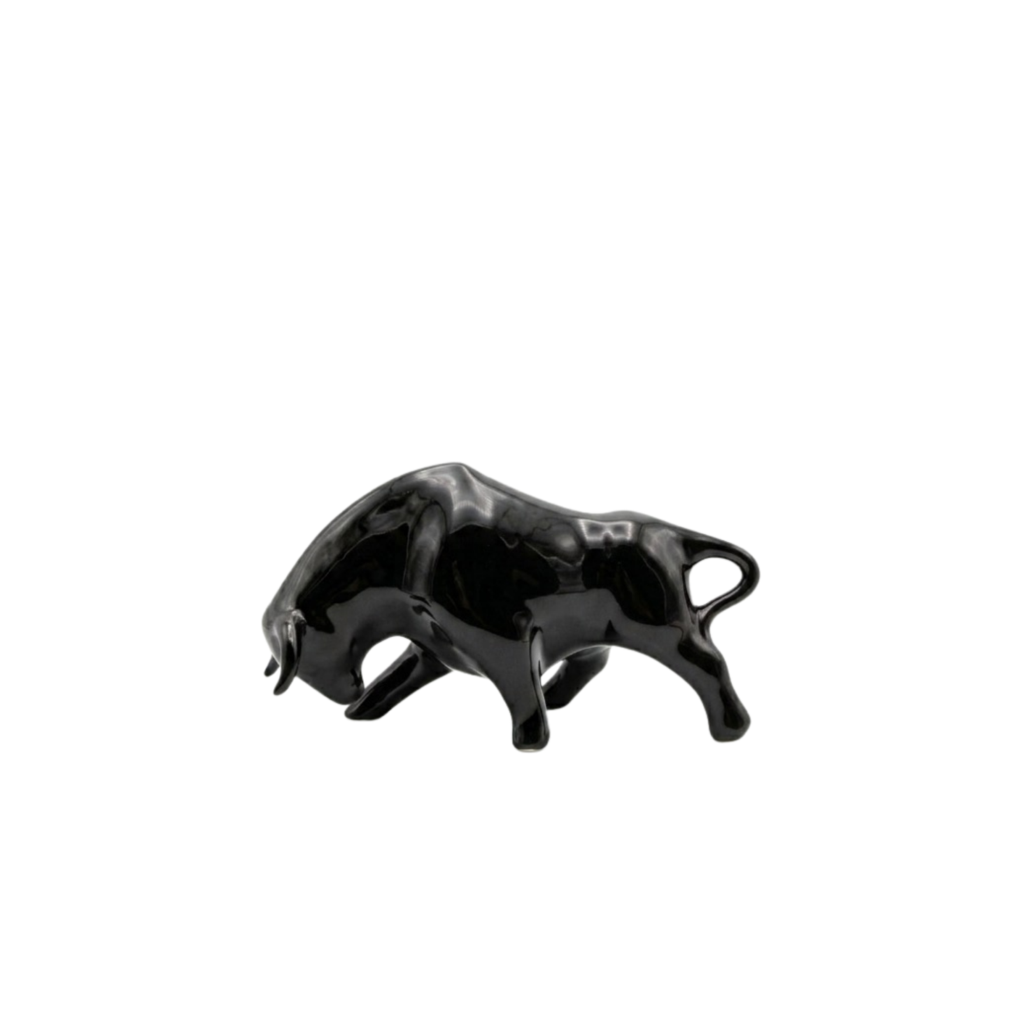 Statuina ceramica Made in italy a forma di toro piccolo nero
